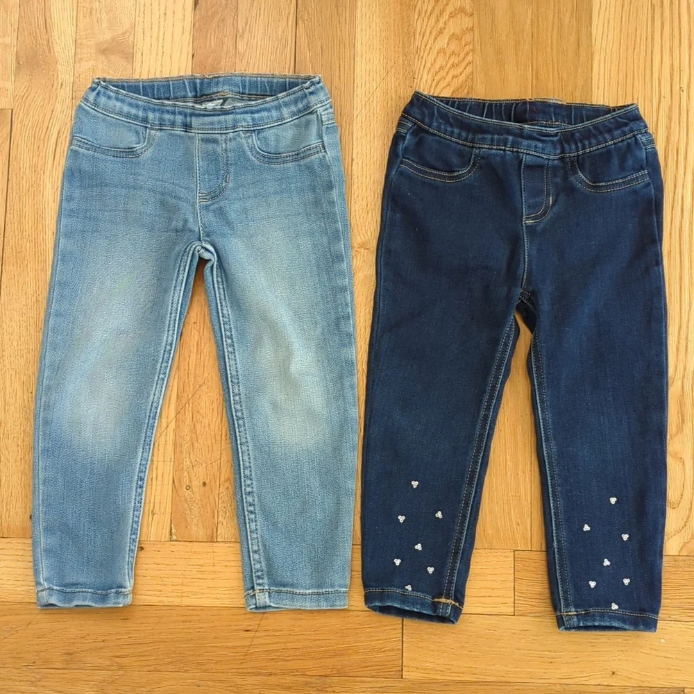 Carter's Two Pair Girls Denim Elastic Waist Jeggings Size 3T
